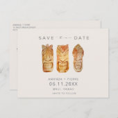 Hawaii Tiki Mask Wedding Save the Dates Aankondigingskaart (Voorkant / Achterkant)