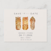 Hawaii Tiki Mask Wedding Save the Dates Aankondigingskaart (Voorkant)