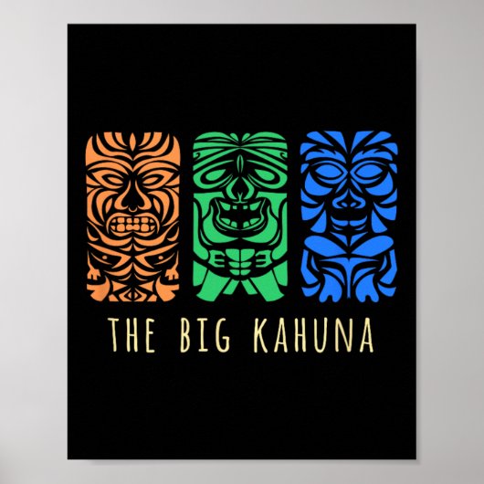 Hawaii Tiki Polynesiaanse Big Kahuna Surfer Retro Poster (Voorkant)