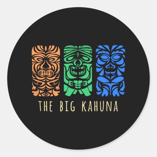 Hawaii Tiki Polynesiaanse Big Kahuna Surfer Retro  Ronde Sticker (Voorkant)
