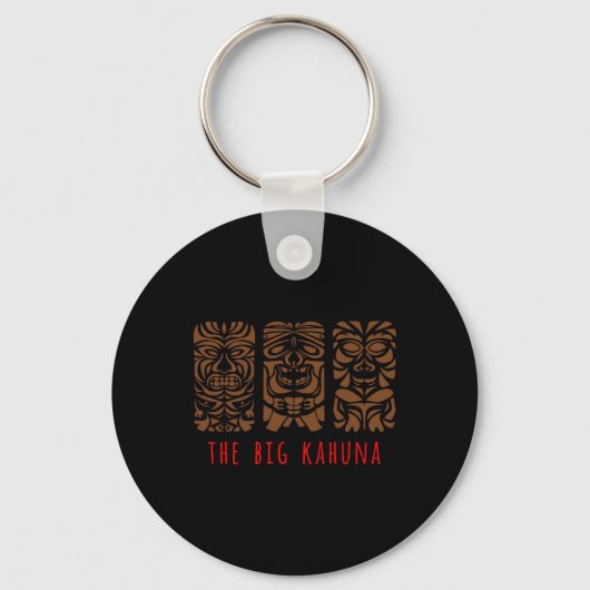 Hawaii Tiki Polynesiaanse Big Kahuna Surfer Retro Sleutelhanger (Voorkant)
