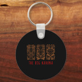 Hawaii Tiki Polynesiaanse Big Kahuna Surfer Retro Sleutelhanger (Voorkant)