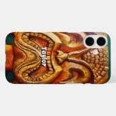 Hawaii Tiki Retro Hout Gezicht Foto Monogram Naam Case-Mate iPhone Case (Achterkant (horizontaal))