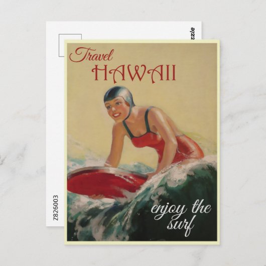 Hawaii Travel, geniet van het Surf! Retro  Briefkaart (Voorkant / Achterkant)