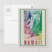 Hawaii Travel Hula Girl Briefkaart  (Voorkant / Achterkant)