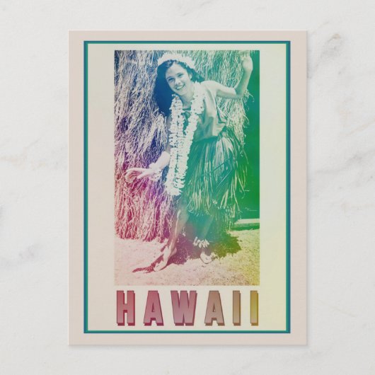 Hawaii Travel Hula Girl Briefkaart  (Voorkant)