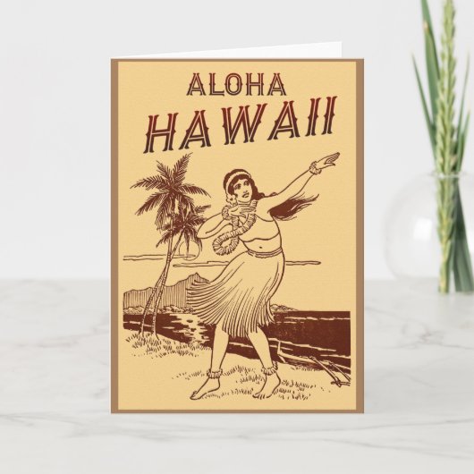 Hawaii Travel Hula Girl Kaart (Voorkant)