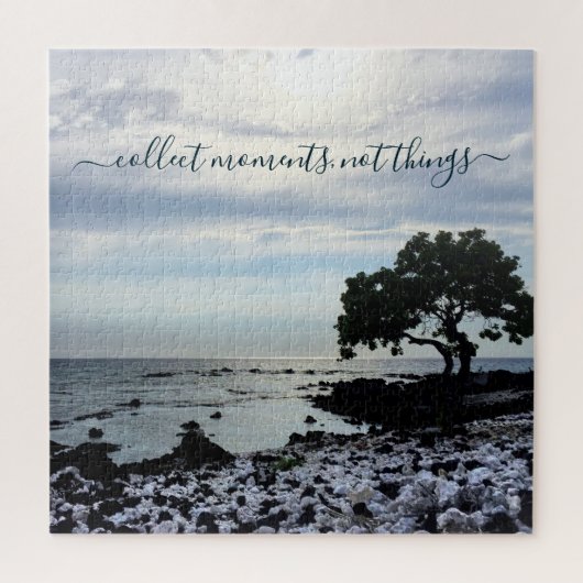 Hawaii Tree Silhouette Beach Collect Moments Quote Legpuzzel (Verticaal)