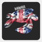 Hawaii Tribal Honu HIFlag Vierkante Sticker (Voorkant)
