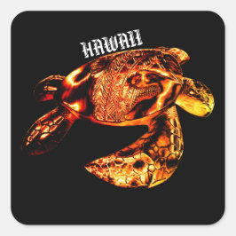 Hawaii Tribal Honu Lava Vierkante Sticker