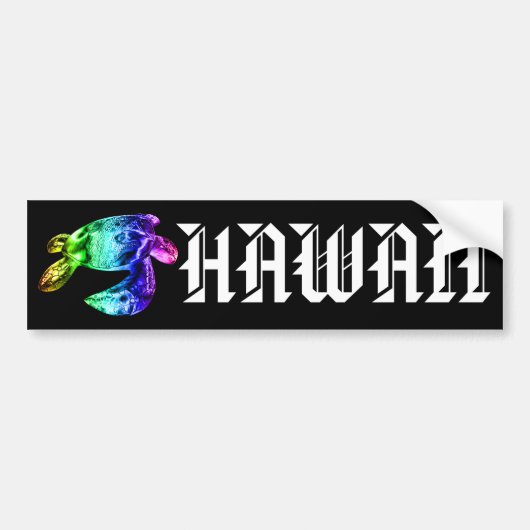 Hawaii Tribal Honu Rainbow Bumpersticker (Voorkant)