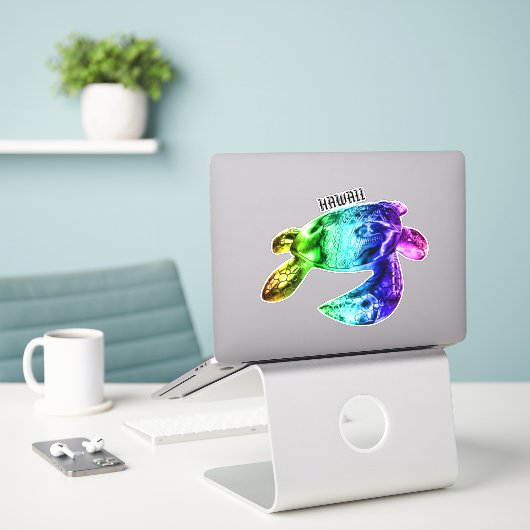Hawaii Tribal Honu Rainbow Sticker (Laptop op bureau)