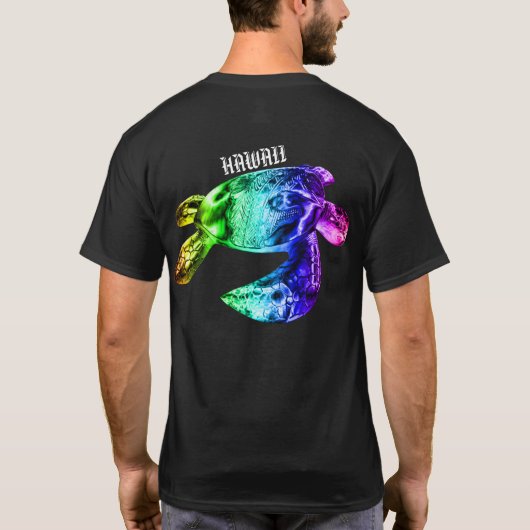 Hawaii Tribal Honu Rainbow T-shirt (Achterkant)