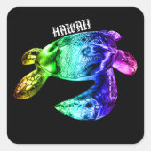 Hawaii Tribal Honu Rainbow Vierkante Sticker (Voorkant)