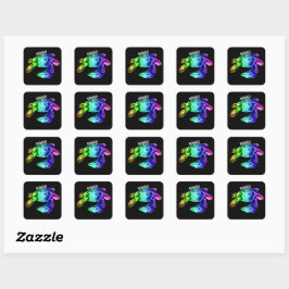 Hawaii Tribal Honu Rainbow Vierkante Sticker
