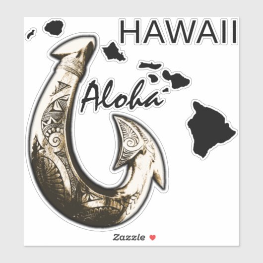 Hawaii Tribal Hook - ALOHA HAWAII Sticker (Vel)