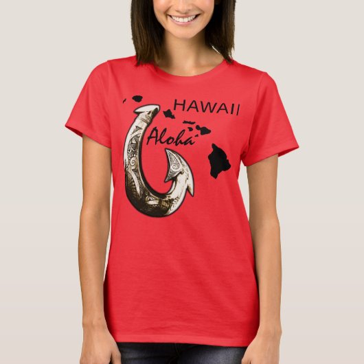 Hawaii Tribal Hook ALOHA HAWAII T-shirt (Voorkant)