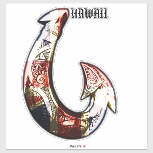 Hawaii Tribal Hook HIFlag Sticker (Vel)