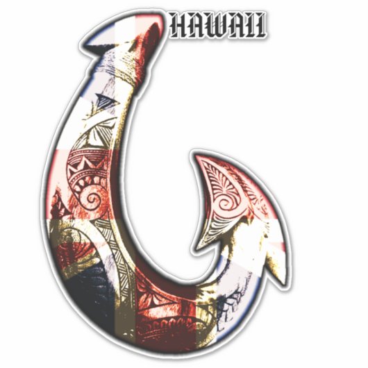 Hawaii Tribal Hook HIFlag Sticker (Voorkant)