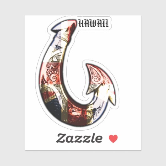 Hawaii Tribal Hook HIFlag Sticker (Vel)