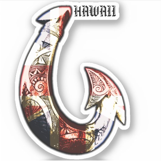 Hawaii Tribal Hook HIFlag Sticker (Voorkant)
