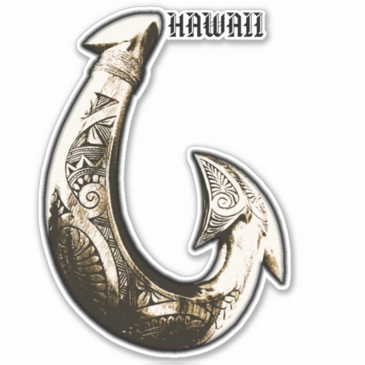Hawaii Tribal Hook Sticker (Voorkant)