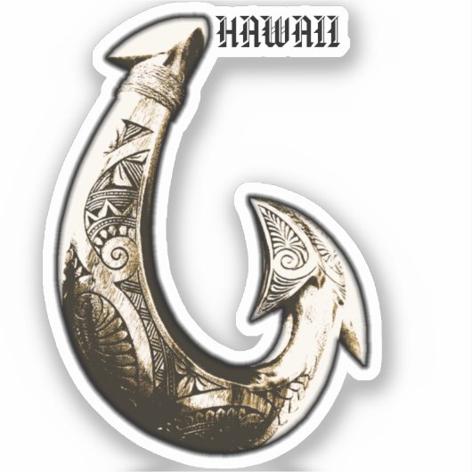 Hawaii Tribal Hook Sticker (Voorkant)
