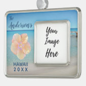 Hawaii Trip Year Beach Landscape Foto Verzilverd Omlijst Ornament (Links)