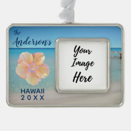 Hawaii Trip Year Beach Landscape Foto Verzilverd Omlijst Ornament