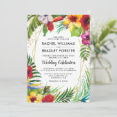 Hawaii Tropical Beach Floral Wedding Kaart (Staand voorkant)