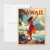  Hawaii Tropical Beach Ocean Woman Travel Briefkaart (Voorkant / Achterkant)