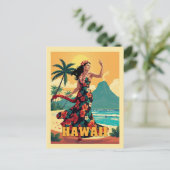  Hawaii Tropical Beach Ocean Woman Travel Briefkaart (Staand voorkant)