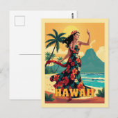  Hawaii Tropical Beach Ocean Woman Travel Briefkaart (Voorkant / Achterkant)
