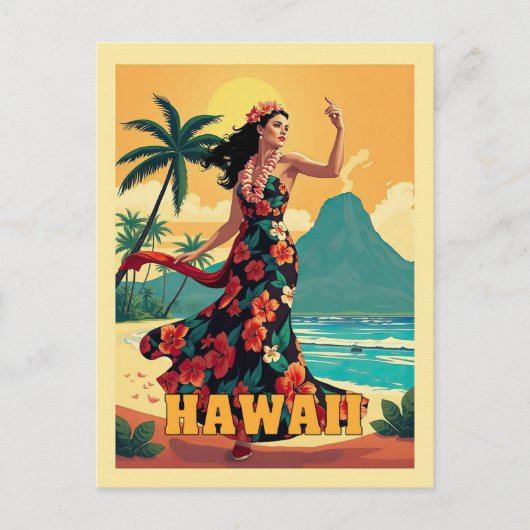  Hawaii Tropical Beach Ocean Woman Travel Briefkaart (Voorkant)