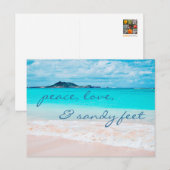 Hawaii Tropical Beach Peace Sandy Feet Script Briefkaart (Voorkant / Achterkant)