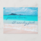 Hawaii Tropical Beach Peace Sandy Feet Script Briefkaart (Voorkant)