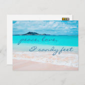 Hawaii Tropical Beach Peace Sandy Feet Script Briefkaart (Voorkant / Achterkant)