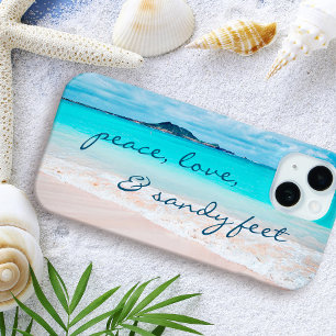 Hawaii Tropical Beach Peace Sandy Feet Script iPhone 15 Case
