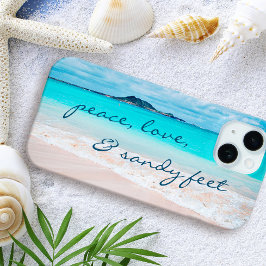 Hawaii Tropical Beach Peace Sandy Feet Script iPhone 15 Case