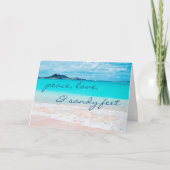 Hawaii Tropical Beach Peace Sandy Feet Script Kaart (Voorkant)