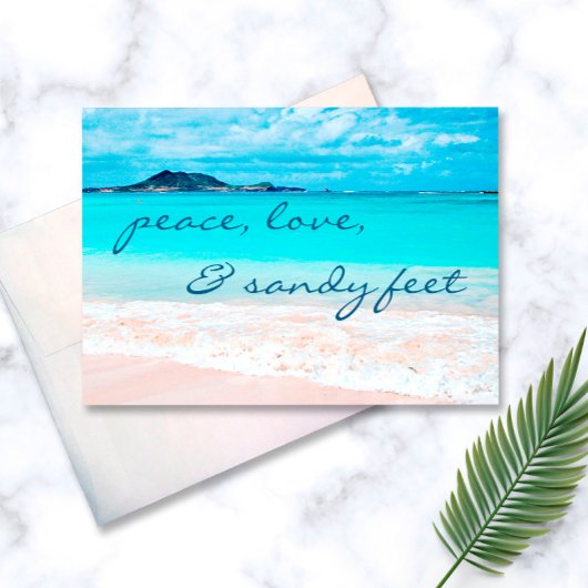 Hawaii Tropical Beach Peace Sandy Feet Script Kaart