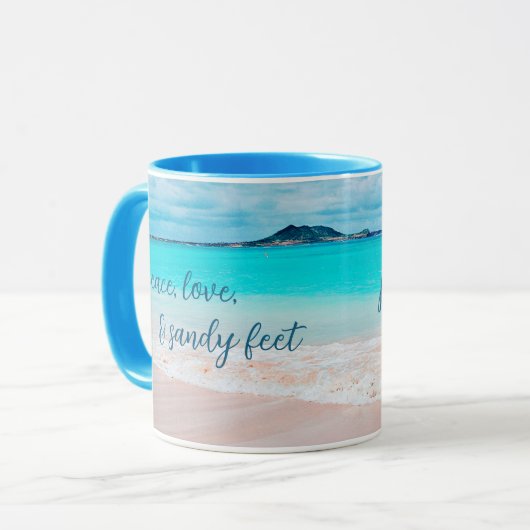 Hawaii Tropical Beach Peace Sandy Feet Script Mok (Voorkant links)