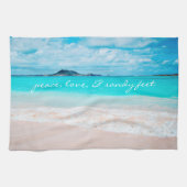 Hawaii Tropical Beach Peace Sandy Feet Script Theedoek (Horizontaal)