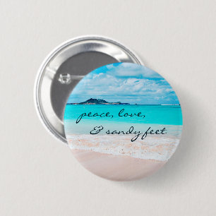 Hawaii Tropical Beach Photo Peace Sandy Feet Ronde Button 5,7 Cm
