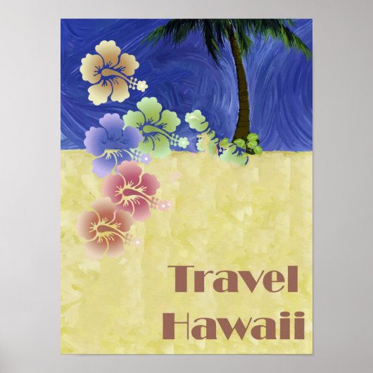 Hawaii Tropical Beach Retro Vintage Travel Poster (Voorkant)