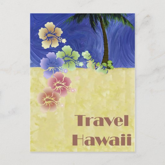 Hawaii Tropical Beach Retro Vintage Travel Poster Briefkaart (Voorkant)