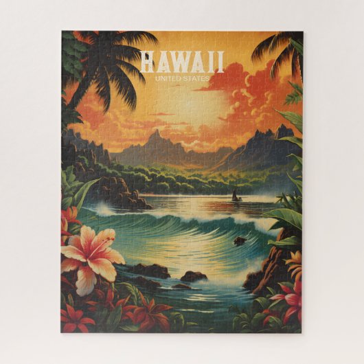  Hawaii Tropical Beach Travel Illustratie Legpuzzel (Verticaal)