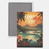  Hawaii Tropical Beach Travel Illustratie Magneet (Voorkant / Achterkant)