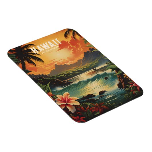 Hawaii Tropical Beach Travel Illustratie Magneet (Rechterzijde)