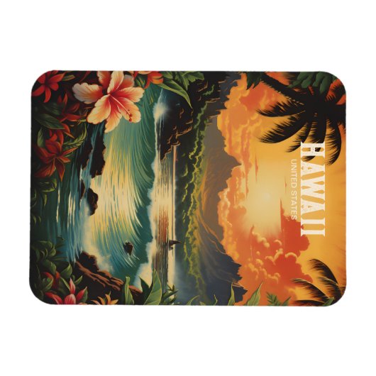  Hawaii Tropical Beach Travel Illustratie Magneet (Horizontaal)